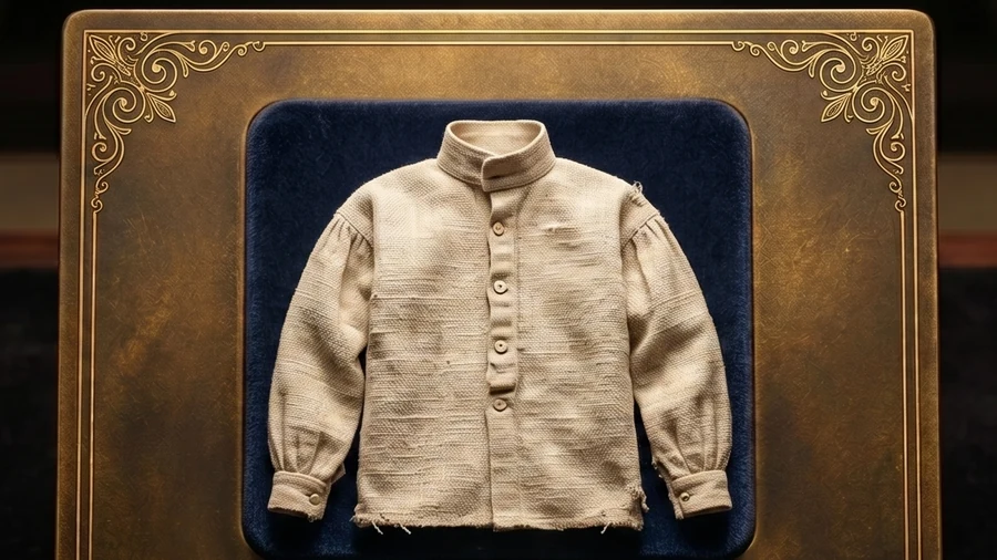 Loose woven hemp garment in undyed natural fibre, early twentieth century